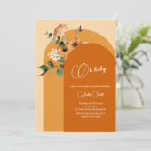 Burnange-Herbstbogen Babydusche Oh Baby Einladung (Stehend Vorderseite)