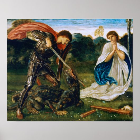 Burne-Jones - Kampf St. George tötet Dragon Poster (Vorne)