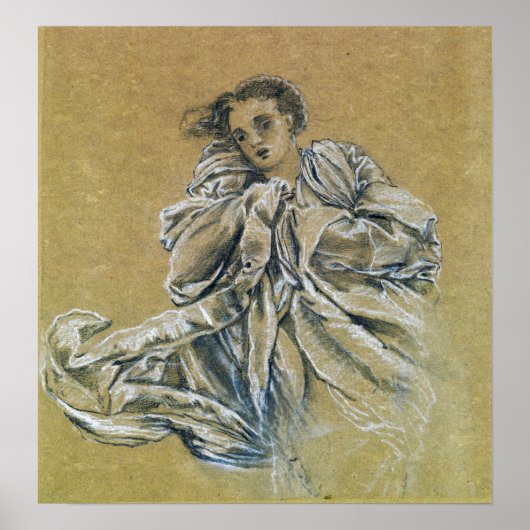 Burne-Jones - Winterstudie über Drapery Poster (Vorne)