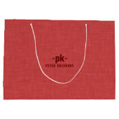 Burned red linen texture simple tan typography große geschenktüte (Rückseite)