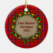 Burnett Clan Abzeichen & Tartan Personalisierte We Keramik Ornament (Hinten)