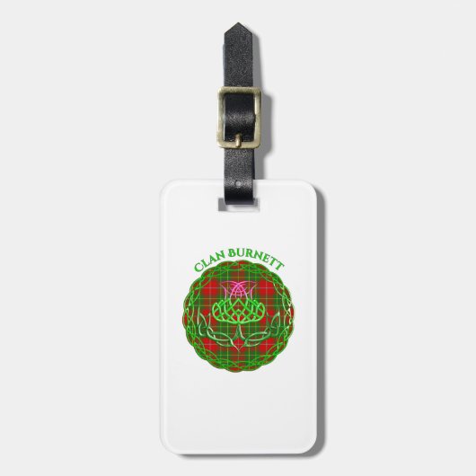 Burnett Scottish Tartan Celtic Thistle Gepäckanhänger (Vorderseite vertikal)