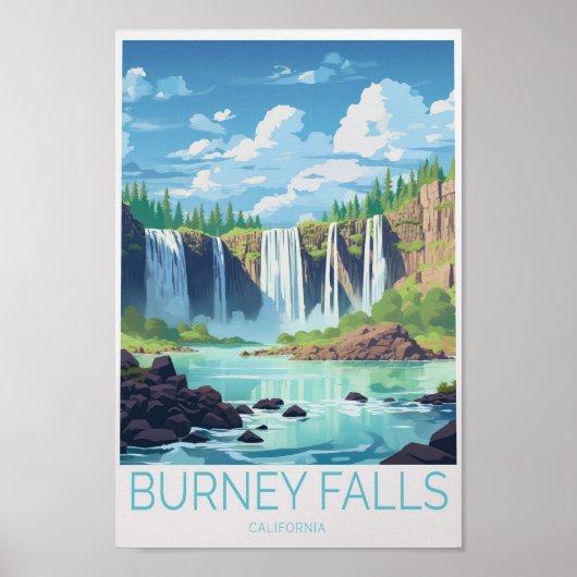 Burney Falls California Travel Poster (Vorne)