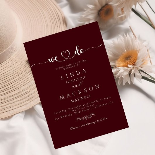 Burngundy & Ivory botanical crest  Einladung