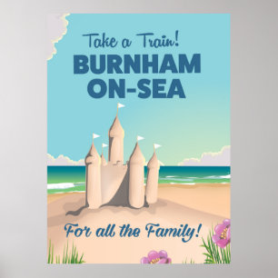 BURNHAM-ON-SEA Sandcastle-Reiseplakat Poster