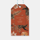 Burnierorange-Terrakotta-Hochzeit im Herbst bevorz Geschenkanhänger (Rückseite)