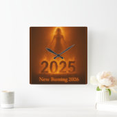 Burning 2025 New Year 2026 Fresh Start Artwork Quadratische Wanduhr (Zuhause)