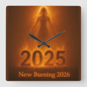 Burning 2025 New Year 2026 Fresh Start Artwork Quadratische Wanduhr (Vorderseite)