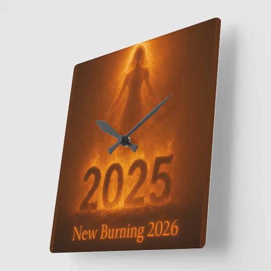 Burning 2025 New Year 2026 Fresh Start Artwork Quadratische Wanduhr (Winkel)