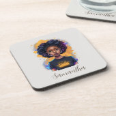 Burning Afro Woman Getränkeuntersetzer (Linke Seite)