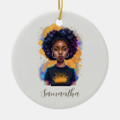 Burning Afro Woman Keramik Ornament (Vorne)