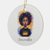 Burning Afro Woman Keramik Ornament (Links)