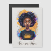 Burning Afro Woman Magnetkarte (Vorne/Hinten)