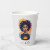 Burning Afro Woman Pappbecher (Rückseite)