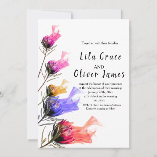 Burning Bloom Elegance Hochzeit Einladung (Vorderseite)