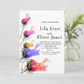 Burning Bloom Elegance Hochzeit Einladung (Stehend Vorderseite)