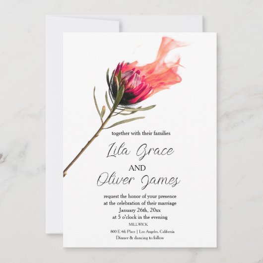 Burning Bloom Elegance Hochzeit Einladung (Vorderseite)