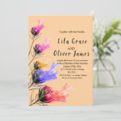 Burning Bloom Elegance Wedding Einladung (Stehend Vorderseite)