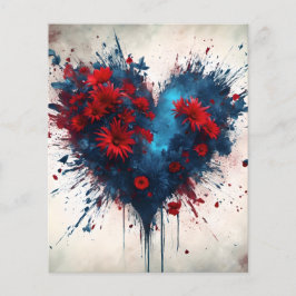 Burning Blue Heart mit Roten Blume
