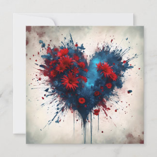 Burning Blue Heart mit Roten Blume