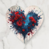 Burning Blue Heart mit Roten Blume Geschenkanhänger (Rückseite)