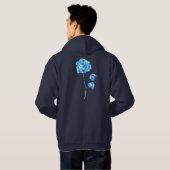 Burning Blue Rose Hoodie (Schwarz voll)