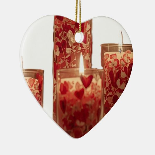 Burning Candles for Valentines Day Tree Keramik Ornament (Rechts)