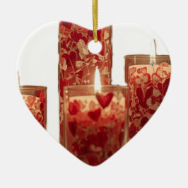 Burning Candles for Valentines Day Tree Keramik Ornament