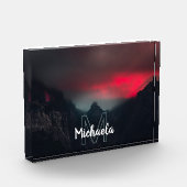 Burning clouds, fog and mountains monogram fotoblock (Links)