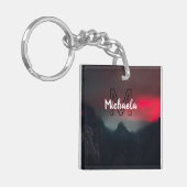 Burning clouds, fog and mountains monogram in sky schlüsselanhänger (Vorderseite links)