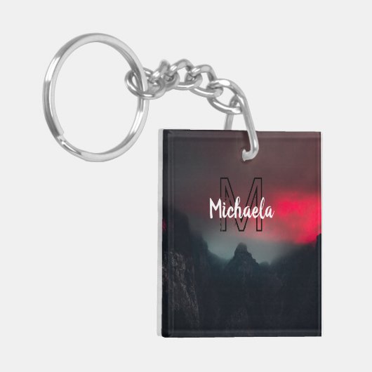 Burning clouds, fog and mountains monogram in sky schlüsselanhänger (Vorderseite links)