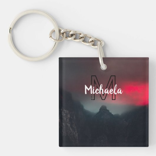 Burning clouds, fog and mountains monogram in sky schlüsselanhänger (Vorderseite)