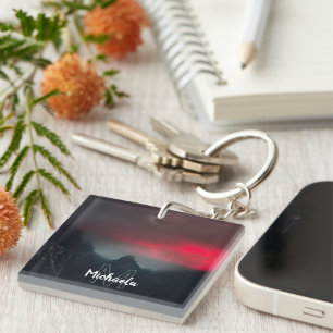 Burning clouds, fog and mountains monogram schlüsselanhänger