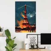 Burning Eiffel Tower Poster (Heimbüro)