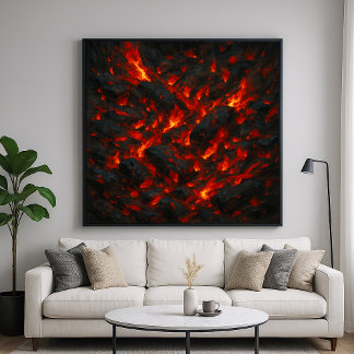 Burning Embers - Volcanic Abstract Texture Art Poster