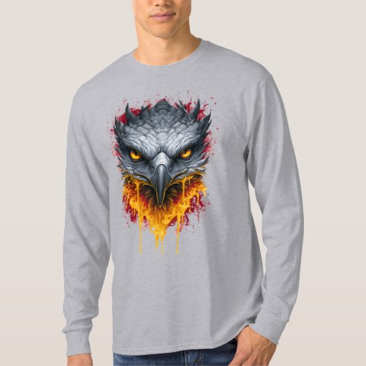 Burning Eye Hawk Splatter Langarmshirt T-Shirt (Vorderseite)