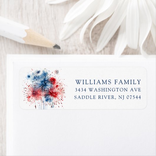 Burning Fireworks Patriotic Return Address Label (Insitu)