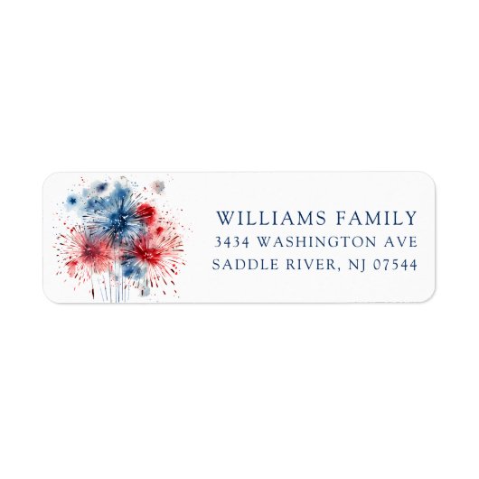 Burning Fireworks Patriotic Return Address Label (Vorne)