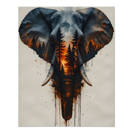 Burning Forest Elephant Poster (Vorderseite)
