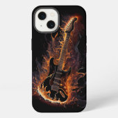 Burning Gitarre Black AI Art iPhone Hülle (Rückseite)