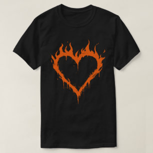 Burning Heart Fire Grunge Y2K Ästhetik T-Shirt
