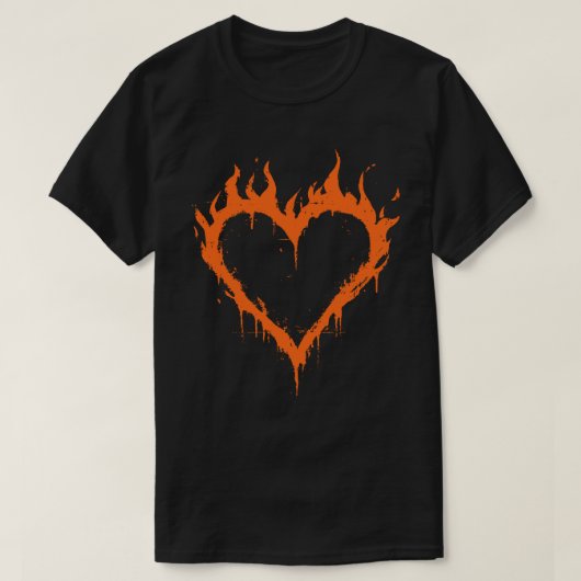 Burning Heart Fire Grunge Y2K Ästhetik T-Shirt (Design vorne)