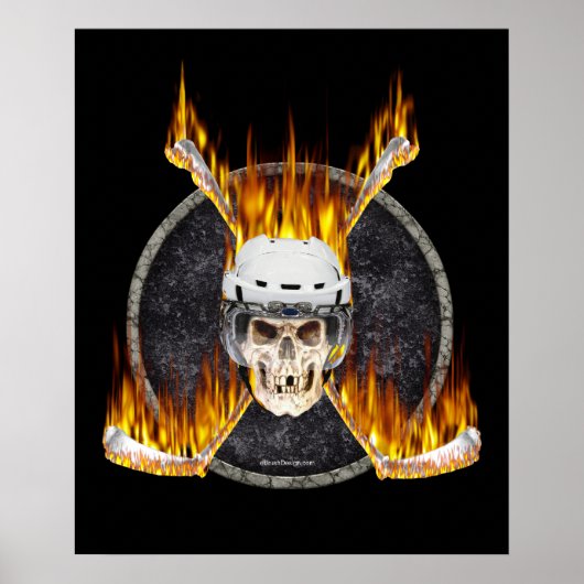 Burning Hockey Sticks Poster (Vorne)