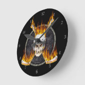 Burning Hockey Sticks Round Clock Runde Wanduhr (Winkel)
