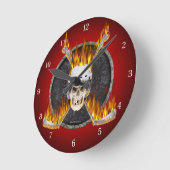 Burning Hockey Sticks Runde Wanduhr (Winkel)