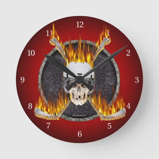 Burning Hockey Sticks Runde Wanduhr (Vorderseite)