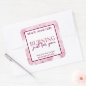 Burning Just For You Valentine's Day Candle Label Quadratischer Aufkleber (Umschlag)