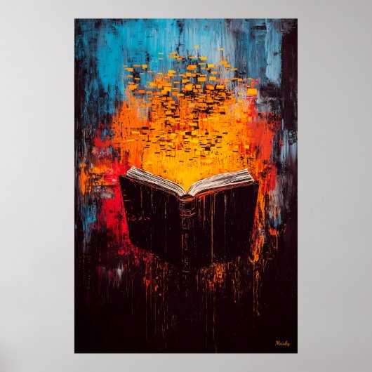 Burning Knowledge Contemporary Expressionist Art Poster (Vorne)