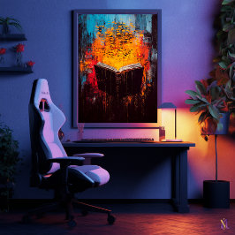 Burning Knowledge Contemporary Expressionist Art Poster