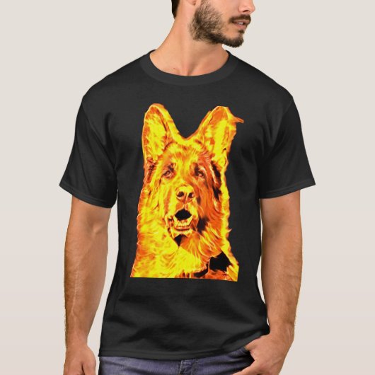 Burning Liebe German Shepherd Dog Black T-Shirt (Vorderseite)